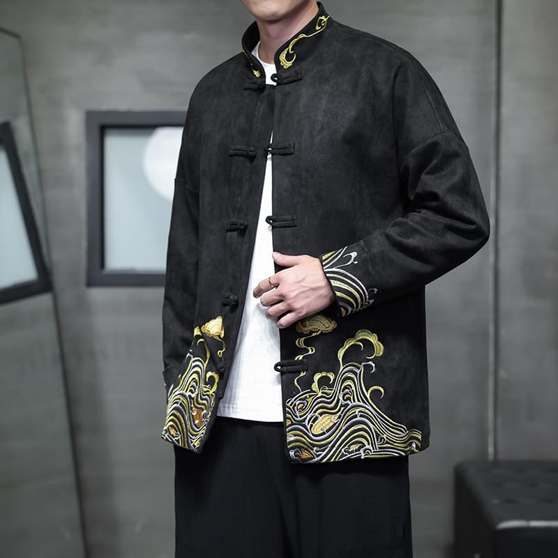 Chaqueta bordada vintage hombre para abrigarse del frío con estilo oriental 4