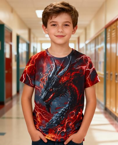 Image of uideazone Tshirts for Boys Kids Short Sleeve T-Shirt 3D Graphic Tee Shirts Tops Clothes 4-16 Years