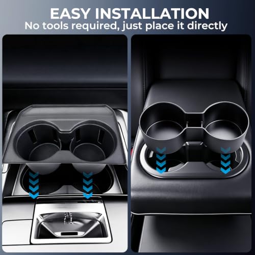 Image of Center Console Cup Holder Inserts for Mazda CX5 2026, Interior Accessories Silicone Front & Rear Car Cup Holders Covers Protector for 2026 CX-5, Black