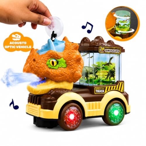 Image of Dinosaur Spray Toy Truck for Kids | Water Mist Spray, Flashing Lights & Moving Parts | Electric Musical Toy Car with 360 Rotation | Battery Operated Toy for Boys & Girls (3+ Years)