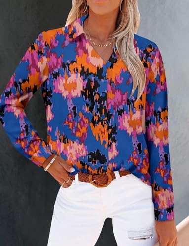 Image of Magritta Long Sleeve Shirts for Women Fashion Button Down Blouse Tops