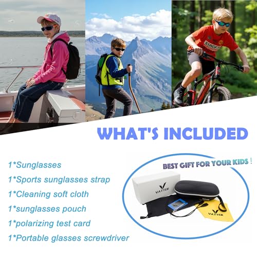 VATTER Kids Polarized Sports Sunglasses for Boys and Girls β UV400 Protection, Flexible Frame with Strap, Outdoor for Youth 7