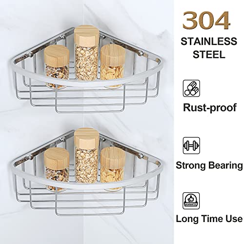 SAYAYO 2 Pack Corner Shower Caddy Shower Basket Organiser SUS304 Stainless Steel Chromed Corner Shelf Storage Wall Mounted for Bathroom Kitchen 185mm*275mm - Image 3