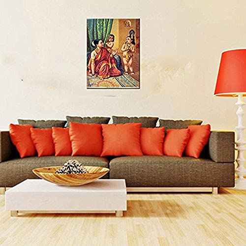 Image of Tallenge - Raja Ravi Varma Painting - Yashoda With Krishna Vishwaroop Darshan - Oleograph Print - Large Canvas Roll (21 x 30 inches)