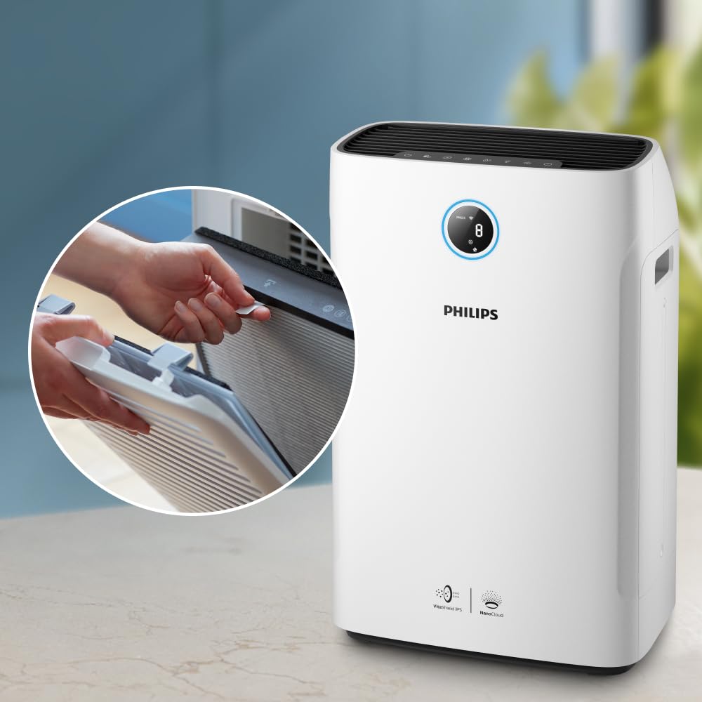 Philips Filtre de Remplacement Original pour Purificateur d'Air Séries 2000i et 3000i AC2887/AC2889, AC2892, AC3829, HEPA NanoProtect, Durée de Vie 24 Mois, Noir/Blanc (FY2422/30)