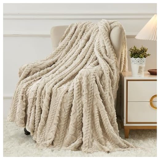 Aganear Fleece Throw Blanket for Couch, Fall Boho Blankets,50"x60" Khaki
