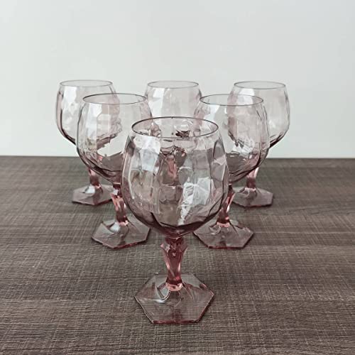 Conjunto 6 Taça Para Água Suco 350ml Plástico UZ Tango Transparente Rosa