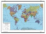 Carta Geografica Murale Planisfero Mondo 100x140 Scolastica Bifacciale Fisica E Politica 1 30.000.000