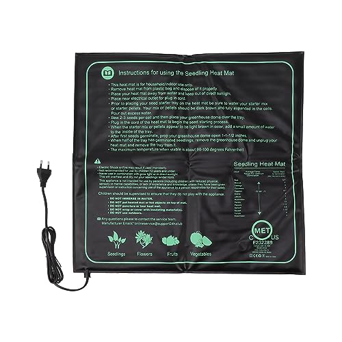 TOPINCN Estera Térmica para Plántulas, Cuidado de Plantas de Interior, Plántulas, Cultivo Hidropónico de Brotes para Esteras Calefactoras de 50x52cm (Enchufe Europeo 220V)