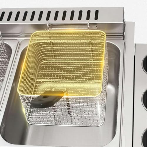 AFLEPCBRQ Freistehende Fritteuse mit Temperaturregelung, gewerbliche Gasfritteuse, große 22-Liter-Doppelfritteuse mit Körben und Deckeln, Tischfritteuse (Gas) – Bild 4