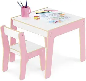 Conj. Mesa + Cadeira Infantil - Rosa, Junges