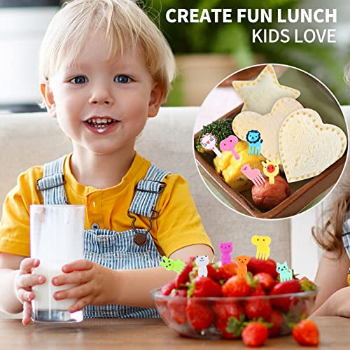 Sandwich Cutter And Sealer Set,14 Pcs Uncrustables Maker Bread Cutters Diy Cookie Cutters Fruit Vegetable Cutter Shapes For Kids Boys & Girls Bento Lunch Box With 16 Pcs Animal Food Picks #TOP1