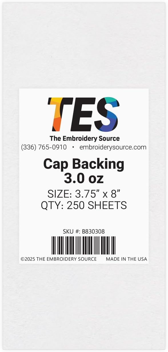 Heavy (3.0 oz.) Tearaway Cap Backing 3.75" x 8" 250 Pack