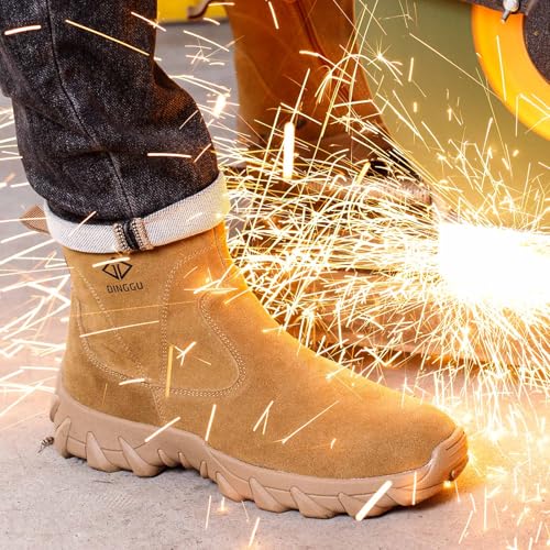 Steel Toe Boots for Men Leather Welding Comfortable Work Boots Slip Resistant Safety Construction Shoes3