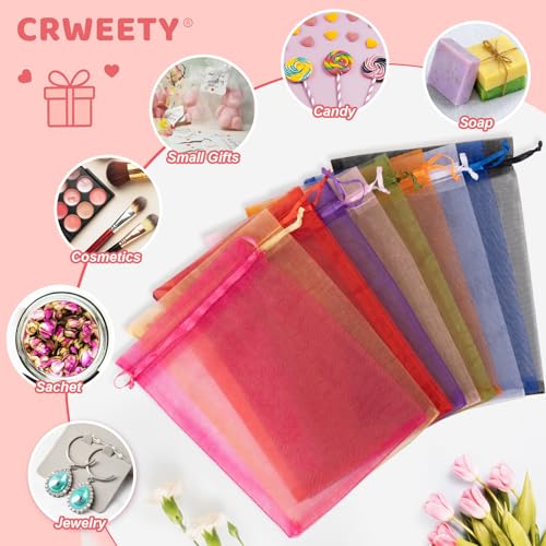 Image of Crweety 50 Pack White Organza Bags 3x4 Inch, Small Mesh Gift Bags for Jewelry Sachet, Elegant Small Mesh Bag Drawstring for Candy Wedding Party Favor, Bridal Shower, Baby Shower & Graduation