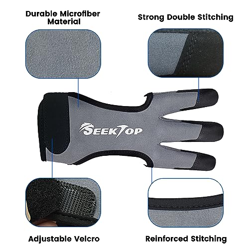 Image of Seektop Archery Gloves Shooting Hunting Leather Three Finger Protector