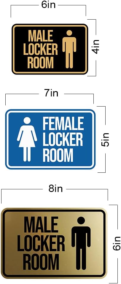 Signs ByLITA Classic Framed Male and Female Locker Room Signs (Brushed Gold) - Large - (2 Sets)