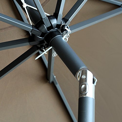 Snail 9 feet Aluminum Patio Umbrella Sun ray Protection Fade Resistant Outdoor Market Umbrella with Push Button Tilt, 8 Ribs, 4 Colors (Chocolate)