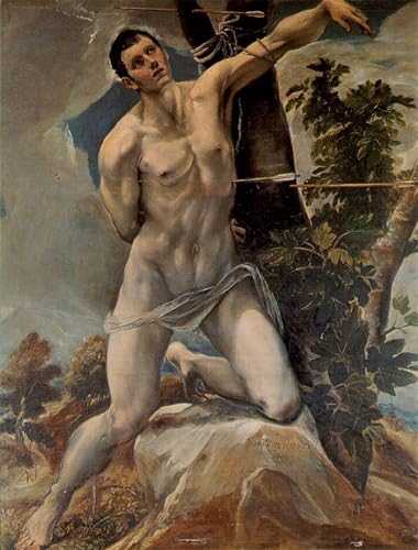 Cuadro en lienzo de El Greco: pintura mural clásica de San Francisco para dormitorio (60x90cm)