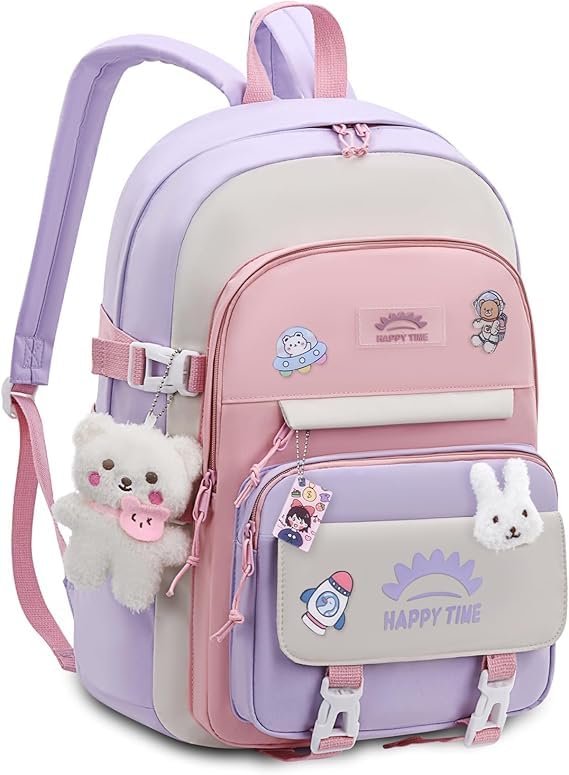 Image of ADSON kawaii Girls Travel School Bag|Backpack Of Large Capacity Aesthetic Stylish Girls Korean Laptop Bag Rucksack for School |College Bags Cute Bookbag for Teens Water Resistance