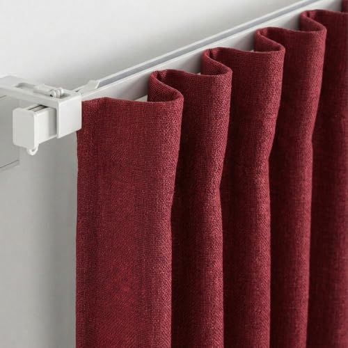 Image of FRESH FROM LOOM Jute Non-Ring Curtains | S-Wave Pleat |Premium 9 ft Door Non-Ring Curtains | S-Wave Pleat | Parda | Light Block Parde | (Size - 9ft, Red, 1pc)