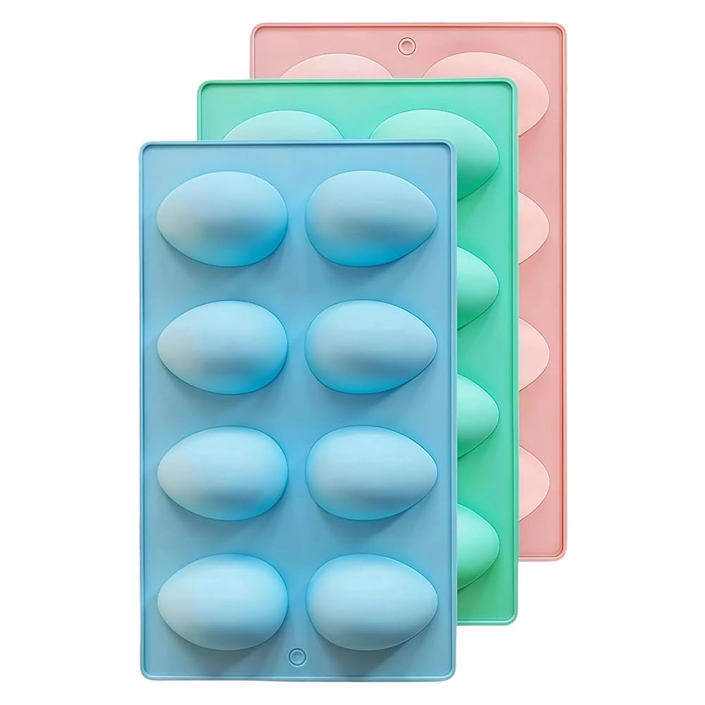 CTRLZS Multi-Purpose 3-Pack Egg Shaped Silicone Molds for Baking, Jelly and Chocolate- Oven Safe Jello