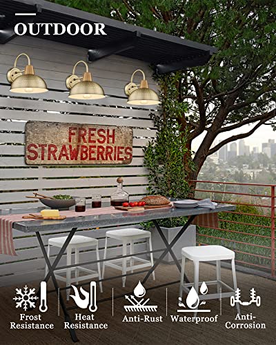 Farmhouse Barn Light Outdoor, Hwh Outdoor Sconces Wall Lighting, Gooseneck Barn Wall Sconce Light For Patio Porch Garage, Hammered Metal Shade, Antique Brass, 5Hzg70B Bg #TOP1