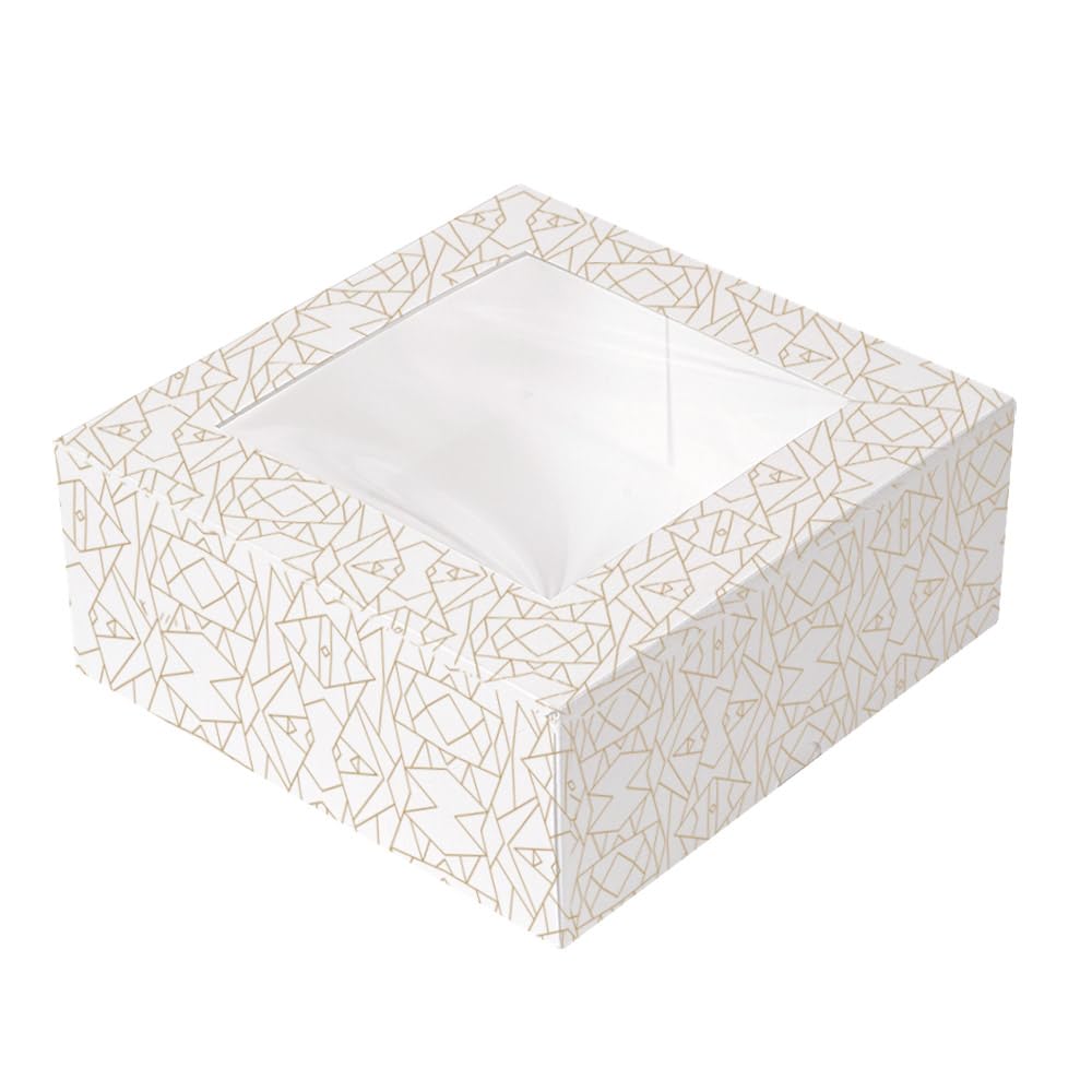 Garcia de Pou 50 pezzi - Scatole Pasticceria con Finestra 'Thepack' 250 G/M2 + Opp 16 x 16 x 8 cm Bianco Cartone Ondulato Nano-Micro