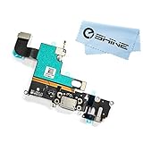 EShine Charging Port Dock Connector Headphone Jack Flex Cable, Microphone replacement for iPhone 6 4.7 + Cloth (Gray)