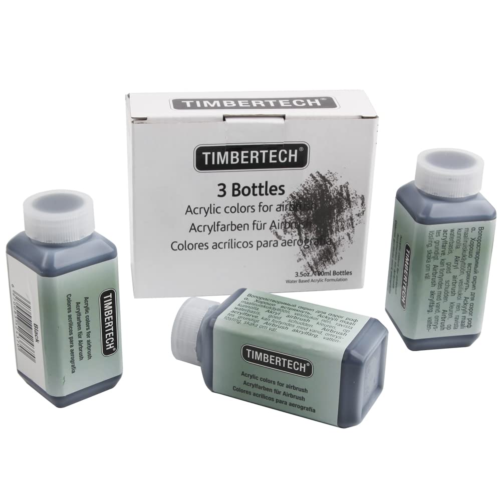 Timbertech Lot de 3 peintures acryliques noires pour aérographe 100 ml