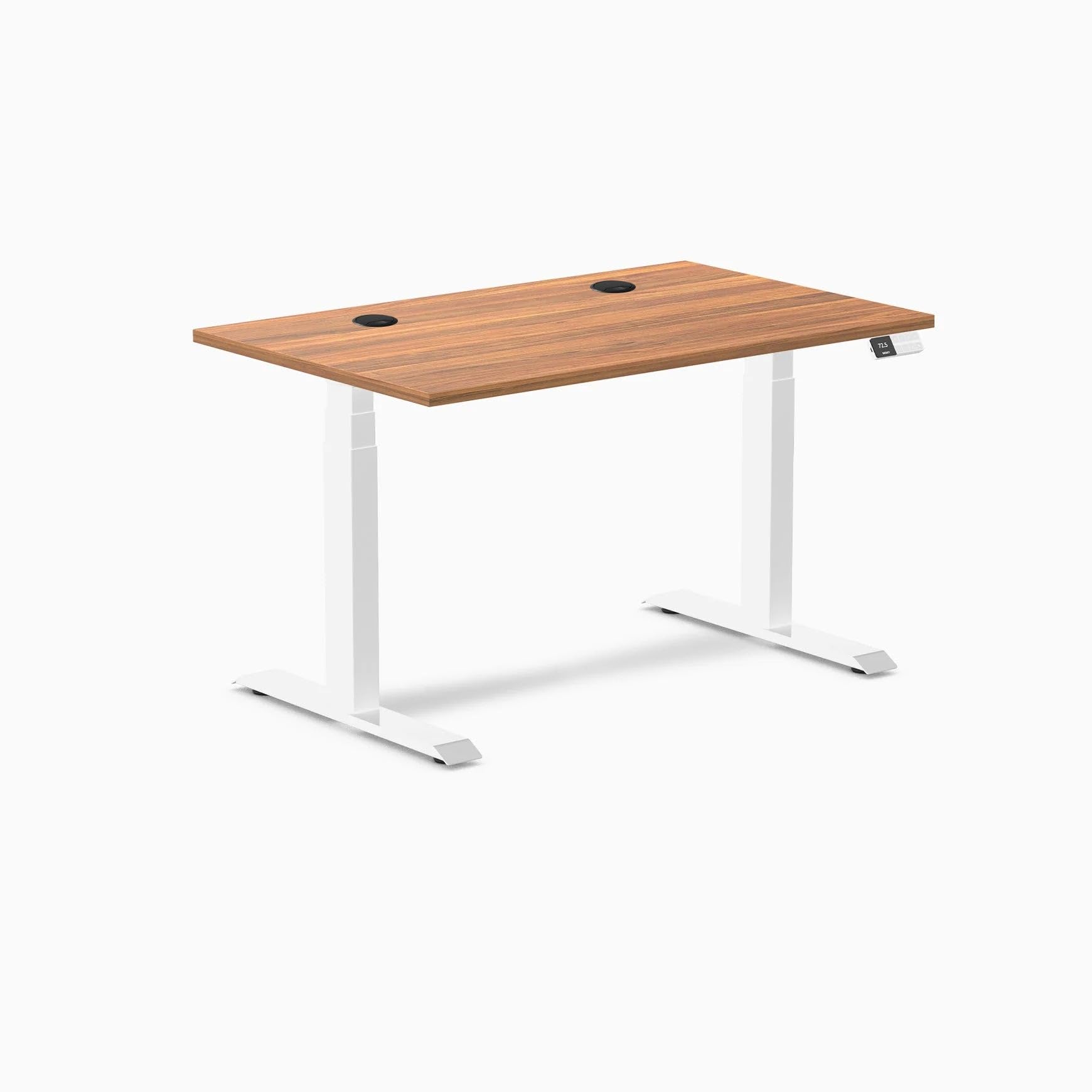 Desky Dual Laminate Sit Stand Desk Prime Oak 47.2" Grommets White