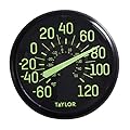 Taylor Glow in the Dark Wall Indoor Thermometer, 13.25 inch, Black
