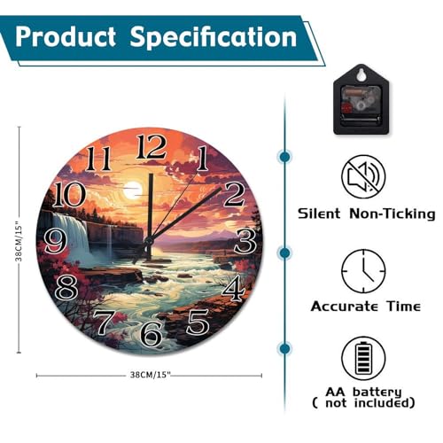 Horloge murale grand format 38 cm à piles décoration ferme salon - 7
