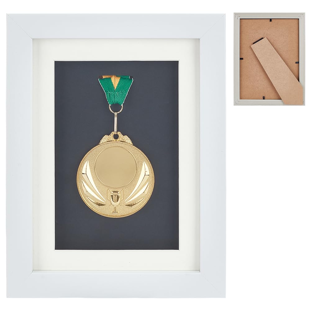 FINGERINSPIRE Medal Display Frame 15.2x20.3cm Light Khaki Wooden Medal Display Stand Photo Frame Display Stand Medal Holder Frame Medal Display Case Badge Box Frame For Medal Display Athletes - View #5