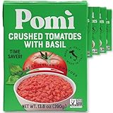 Pomì Crushed Tomatoes with Basil - Creamy, Velvety Italian Sauce, No Salt, Additives/Preservatives, GMO-Free, Gluten-Free, 100% Fresh Tomatoes, 13.8oz (Pack of 12)
