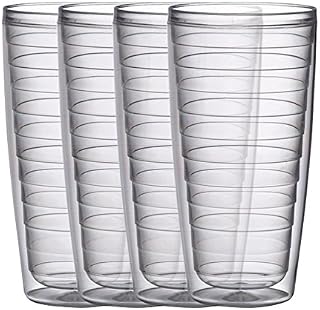 Boston Warehouse Insulated Plastic Tumblers, 24-Ounce, Set of 4, Clear Collection