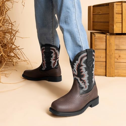 image for DREAM PAIRS Toddler Little Boys Girls Cowboy Boots Kids Western Square