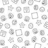 RoomMates Nintendo Super Mario Power Up Icons Black and White Peel and Stick Wallpaper, RMWS1268