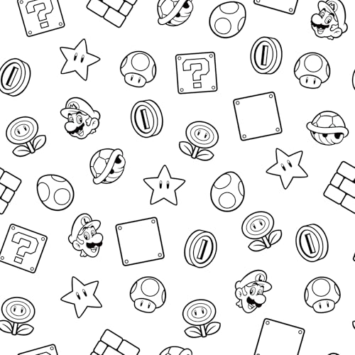 Nintendo Super Mario Power Up Icons Black and White Peel and Stick Wallpaper, RMWS1268