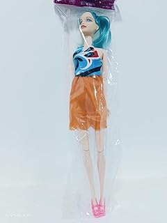 عروسه بشعر اخضر وجيبه برتقالى بلاستيك للبنات