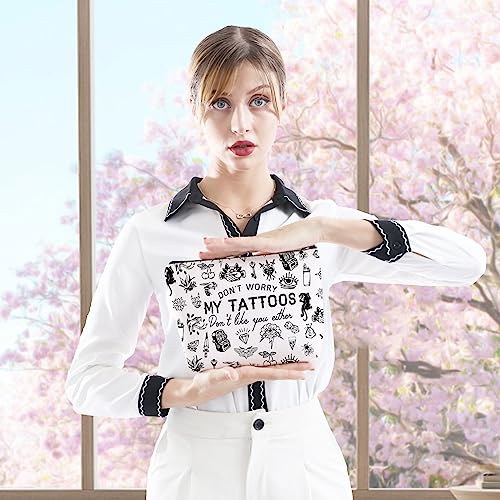 Tattoo Lover Gift Tattoo Artists Gift Don’t Worry My Tattoos Don’t Like You Either Zipper Pouch Makeup Bag for Tattooer (My Tattoos Bag EU) - Image 4