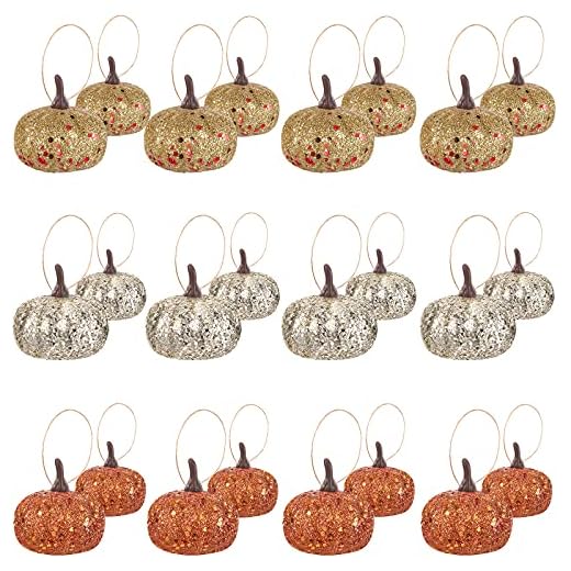 19+ Elegant Halloween Décor Ideas for a Spooky Chic Celebration 4 Syhood 24 Pcs Fall Thanksgiving Pumpkin Artificial Glitter Pumpkin Fall Mini Sparkly Foam Hanging Ornaments Realistic Decoration for DIY Crafts Autumn Thanksgiving Harvest Farmhouse Decor