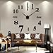 Soledi Wall Clock Decal Modern DIY Large Number Wall Clock 3d Mirror Surface Wall Sticker Clock Home Office Room Art Decor Silver
