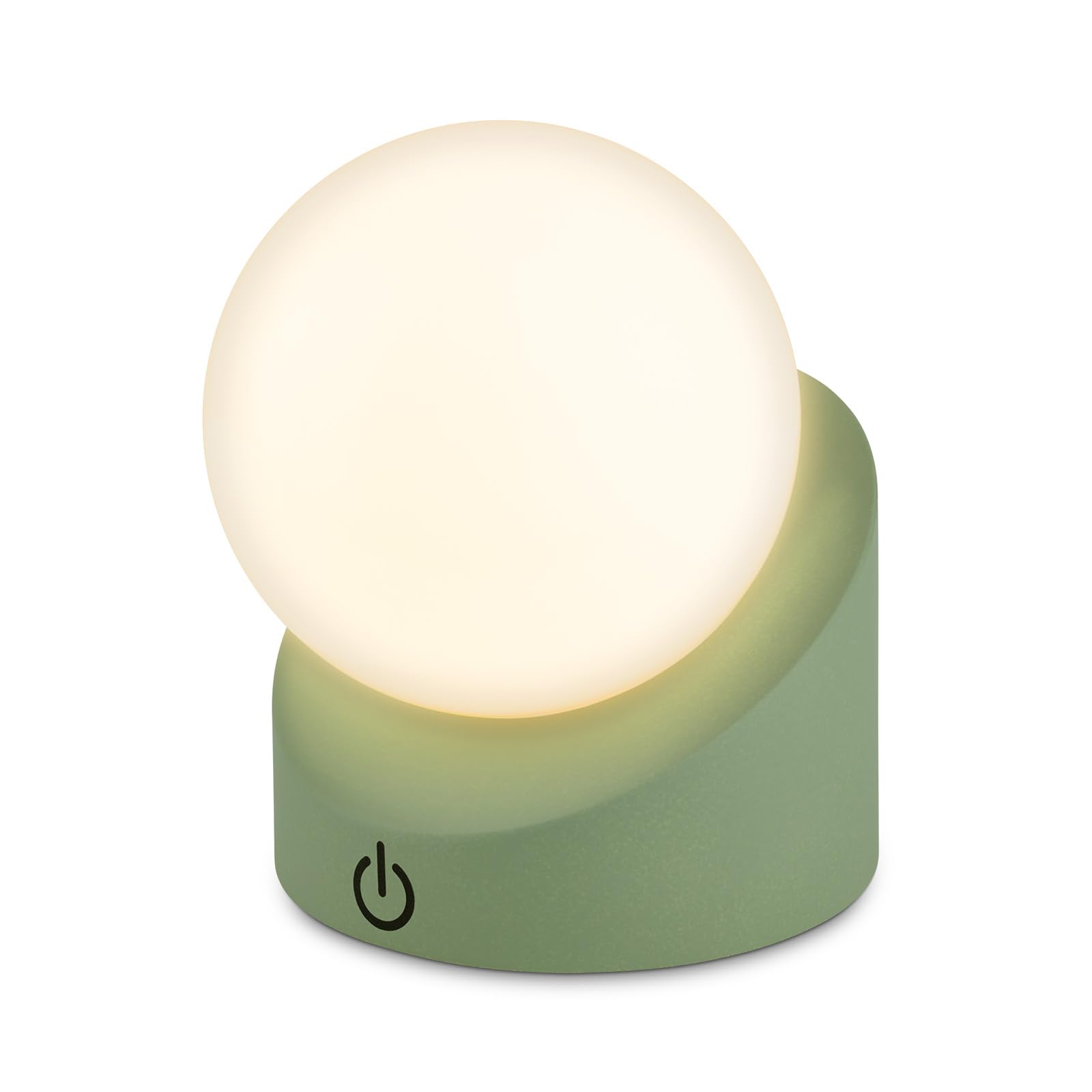 BRILONER - Mini LED Tischlampe kabellos IP54 mit Touch, dimmbar in Stufen, Akku & Lichtquelle tauschbar, Nachttischlampe, Kugel, LED Lampe, Akku Tischleuchte, Outdoor Lampe, 10x8x9 cm, Grün