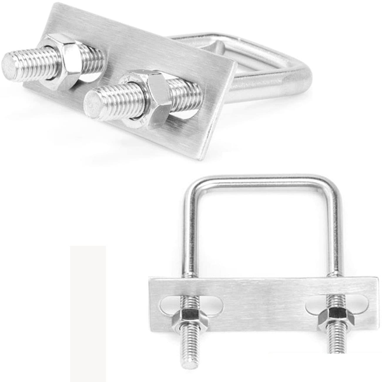 Perno en U cuadrado M6 U-Pernos - 4 piezas Pernos en U de Acero Inoxidable 304 con Tuercas Marco para Placa de Soporte en U de Poste Tuercas de Perno en U Marinas Cuadradas
