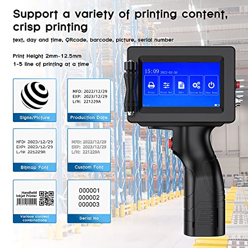 Besheng Handheld Inkjet Printer Js12H1 With Touch Screen Inkjet Coder With Quick-Drying Ink Handheld Printer Printing Height 0.08-0.5Inch For Variable Text Qrcode/Date/Barcode/Logo/Batch Number/Label #TOP3