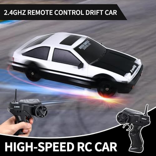 Image of Rc Drift Remote Control Car 1:24 Scale, High-Speed, 4Wd, Lights, Rechargeable Racing Car, Drifting Tires, 2.4Ghz, for Kids [ Sent Any1 Random Colour ] (RC Drift Car - Red)