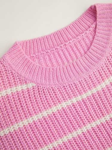 Image of CIDER Women's Cropped Striped Sweater Long Sleeve Crew Neck Trendy Pullover Tops