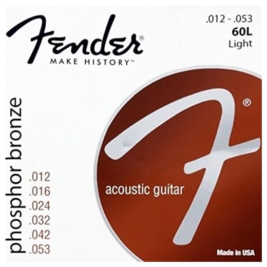 Fender 60L Phosphor Bronze Acoustic Strings,12-53, Light