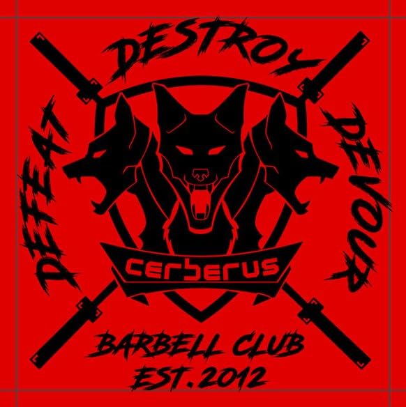 CERBERUS Strength Patches - Embroidered Hook & Loop Patches (Barbell Club (Red))